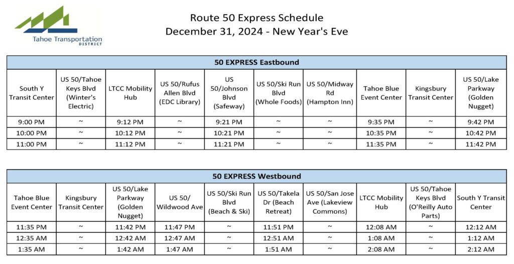 2024 12 31 NYE 50X Timetable